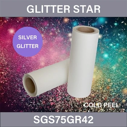 Glitter Airgid DTF Rolla Scannán PET